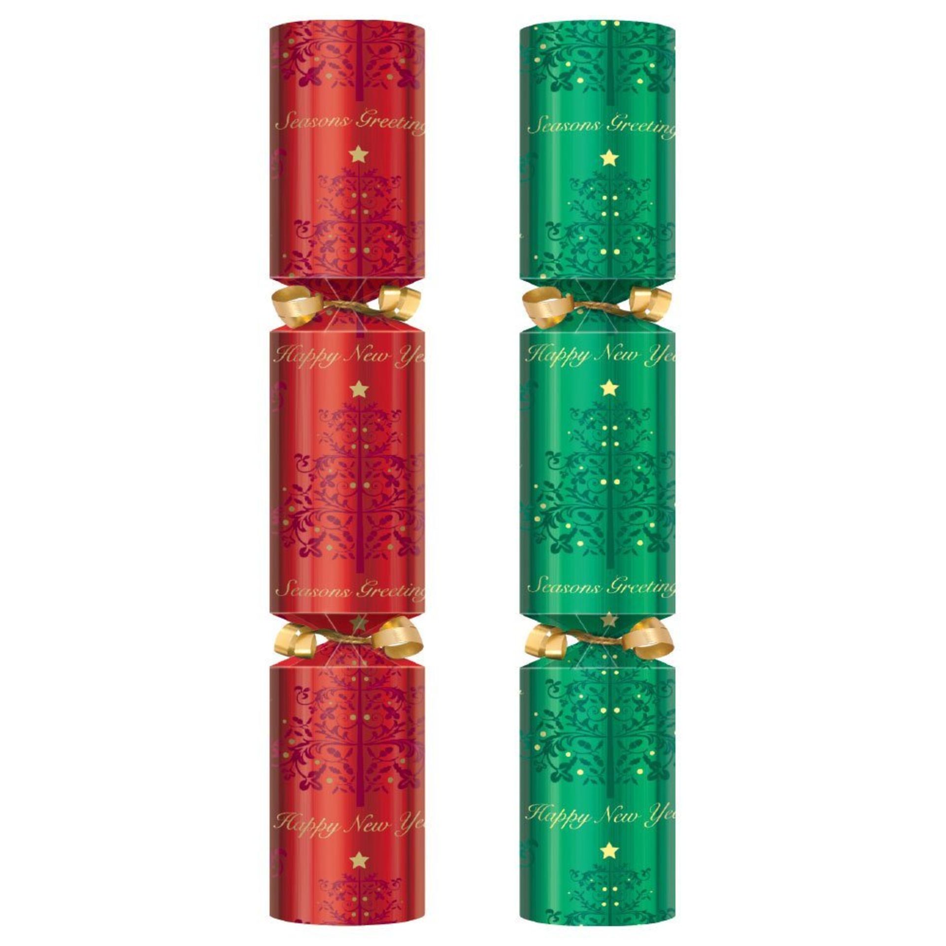 100 X Quality Swantex Christmas Crackers - Red & Green Holly Swirl. One box of Large Christmas