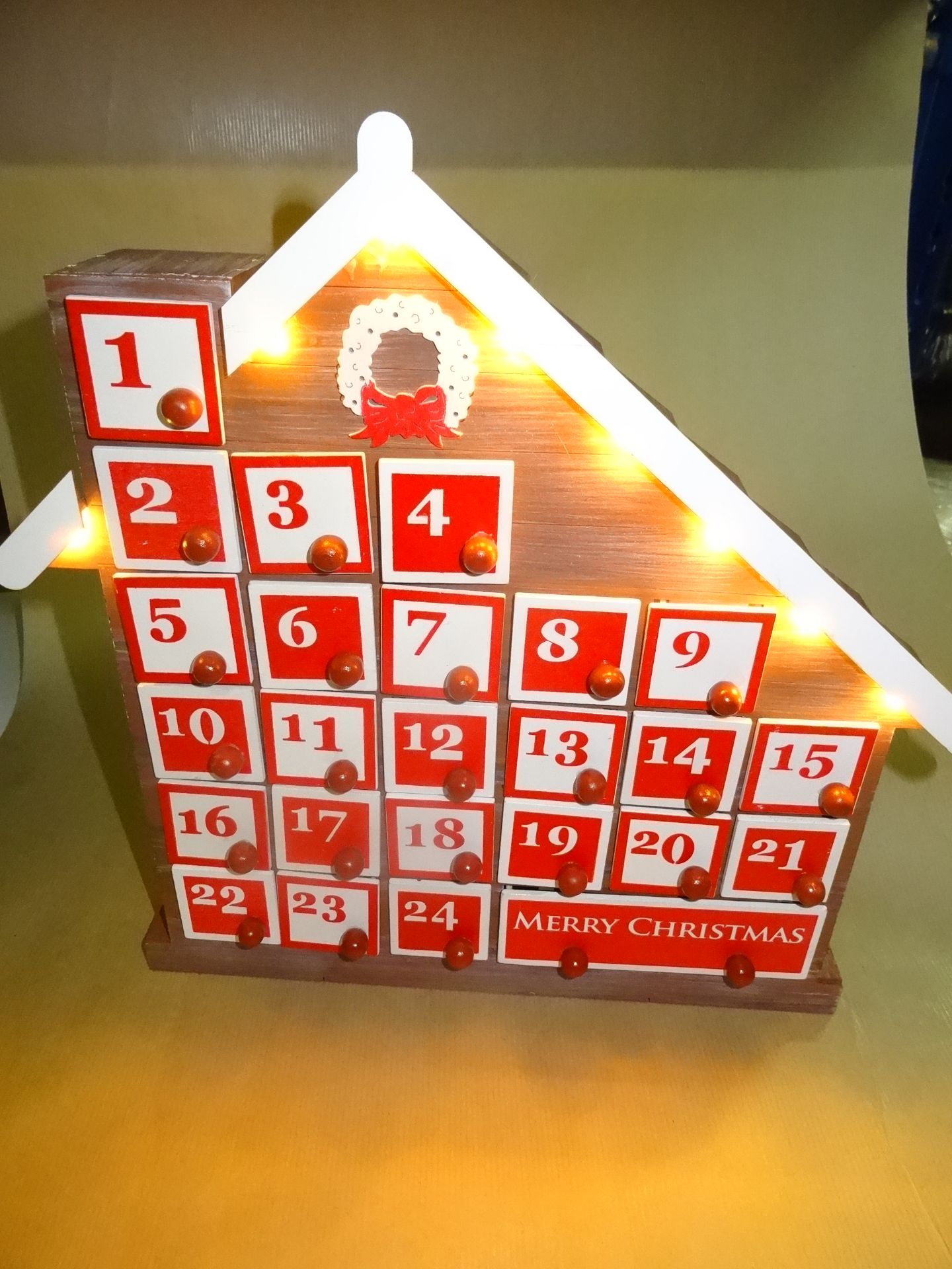 6 x The Christmas Workshop LED Light Up Wooden Advent Calender. Count down the days to christmas