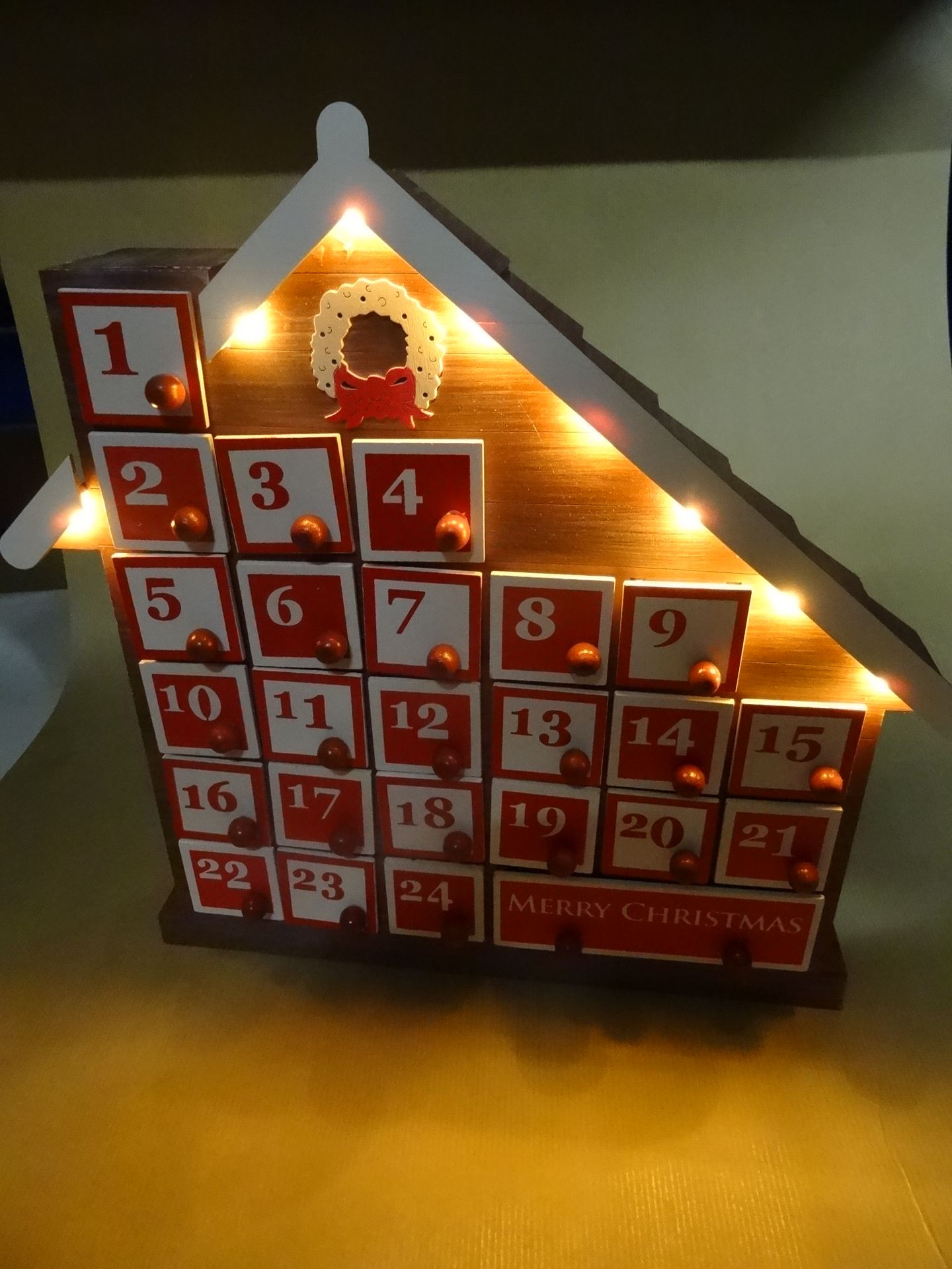 6 x The Christmas Workshop LED Light Up Wooden Advent Calender. Count down the days to christmas - Image 2 of 3