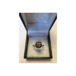 9ct Gold Diamond Set Smokey Quartz Ring