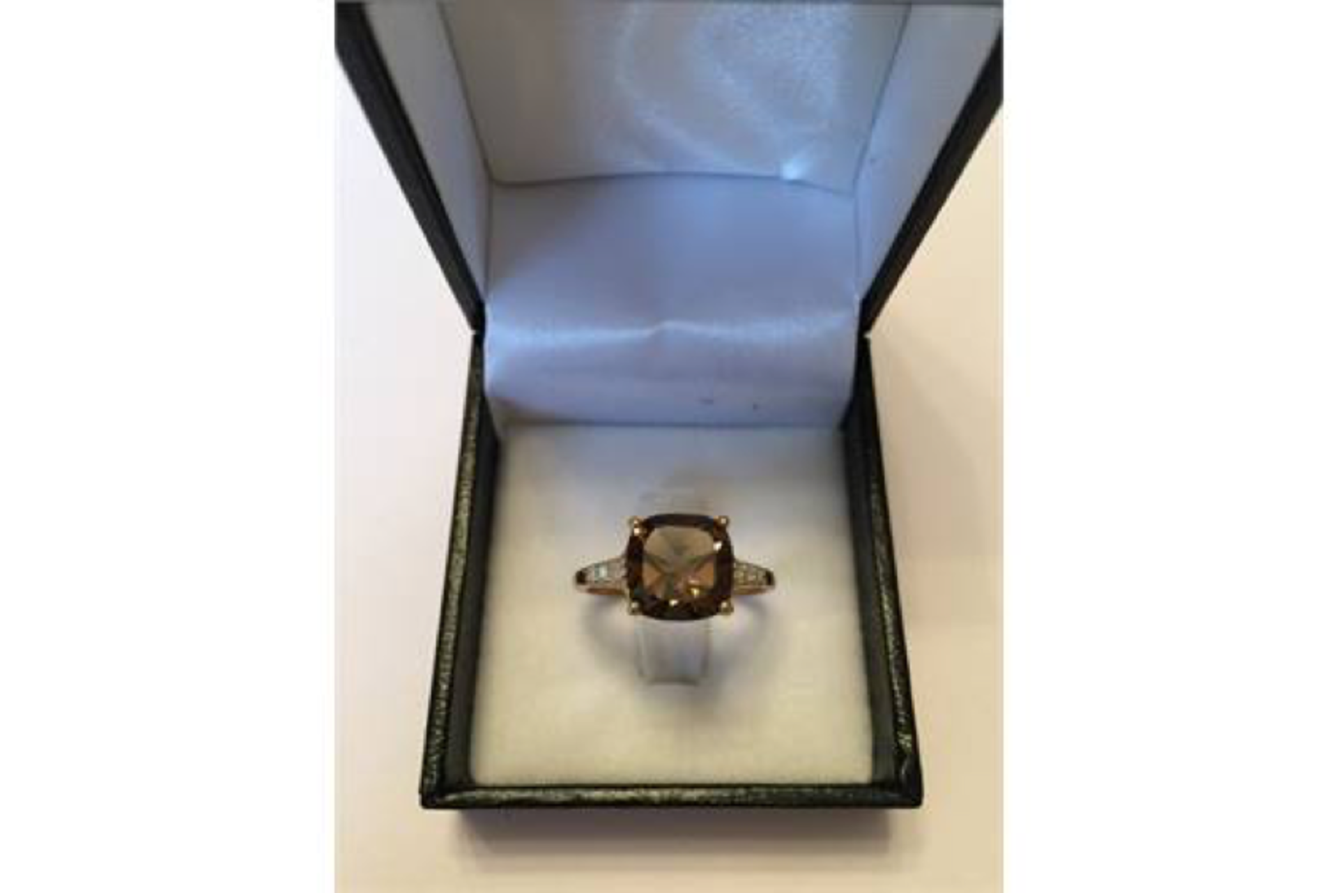 9ct Gold Diamond Set Smokey Quartz Ring