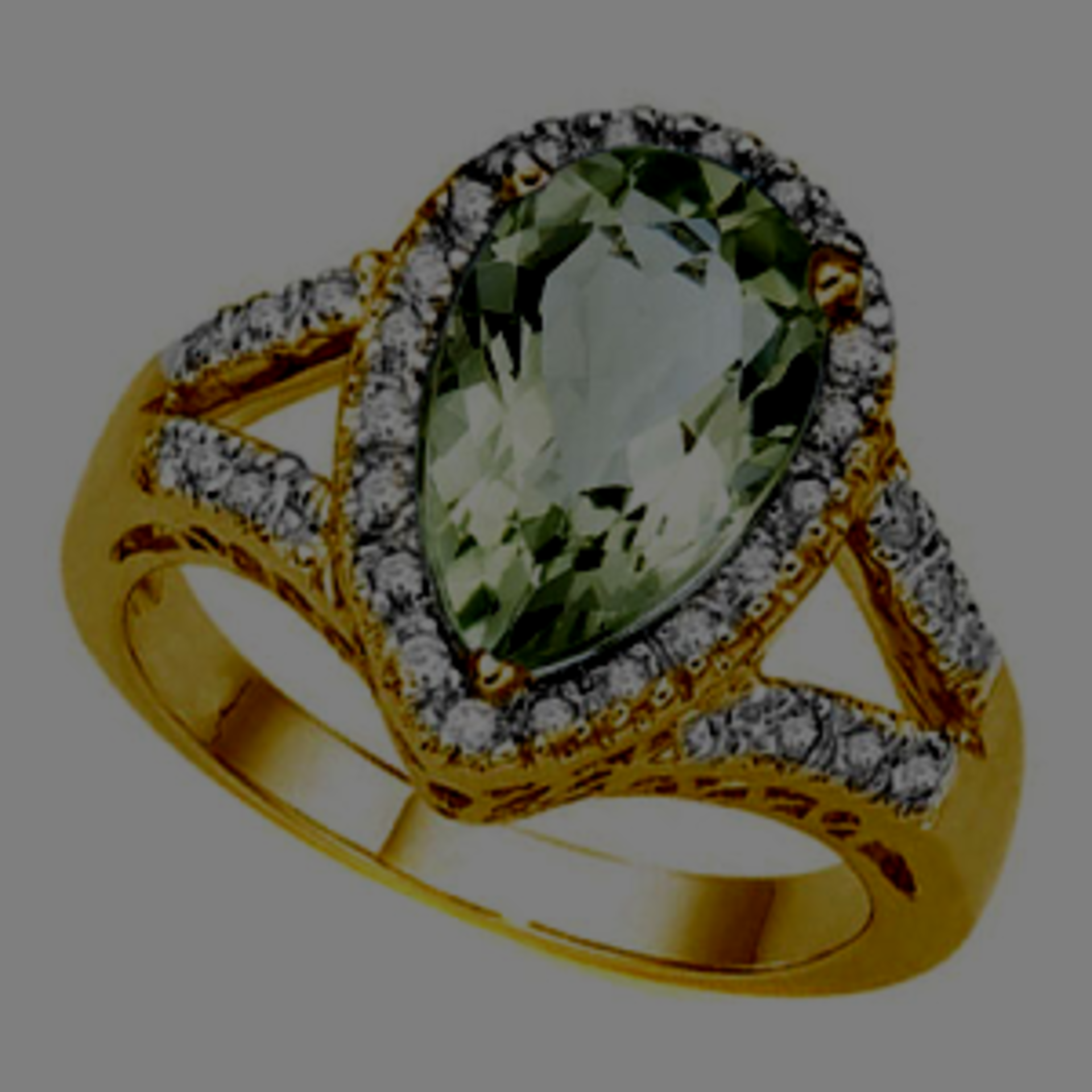 PRETTY 1.80 CT GREEN AMETHYST & 32PCS GENUINE DIAMOND 925 STERLING SILVER RING - Image 2 of 2