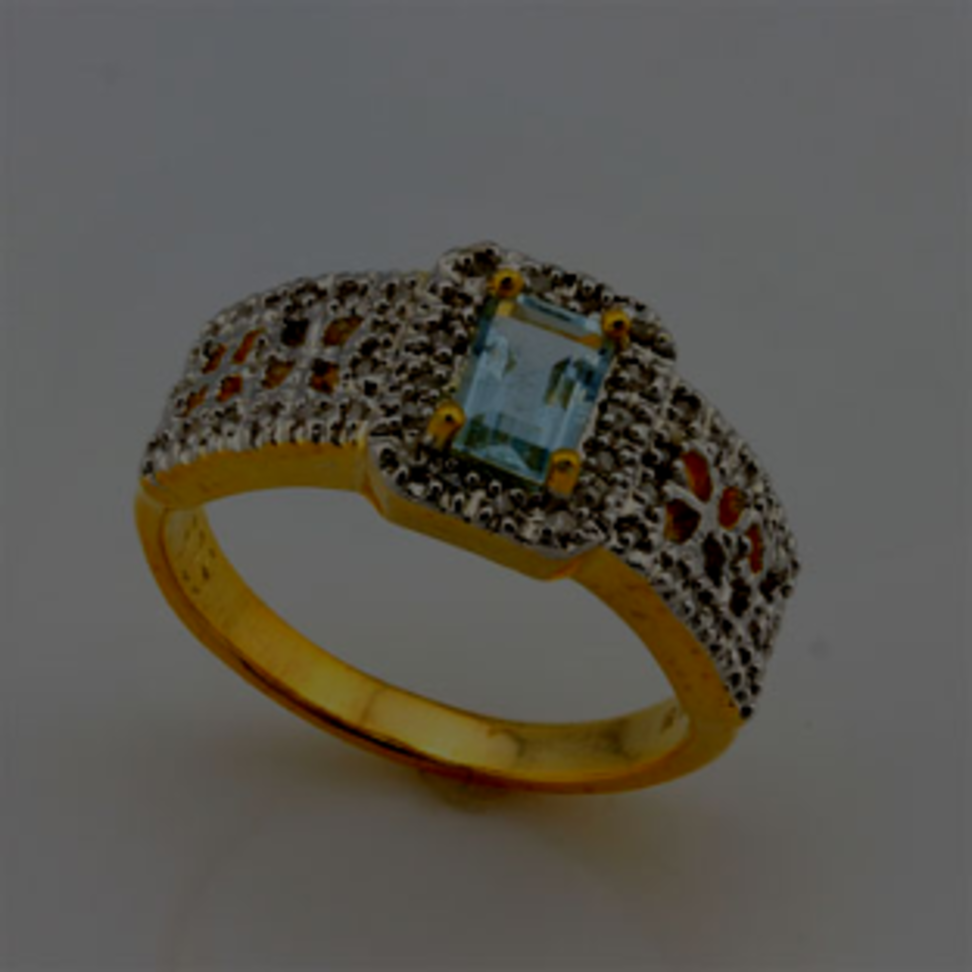 ELEGANT 0.764 CARAT TW BLUE TOPAZ & GENUINE DIAMOND PLATINUM OVER 0.925 STERLING SILVER RING - Image 2 of 3