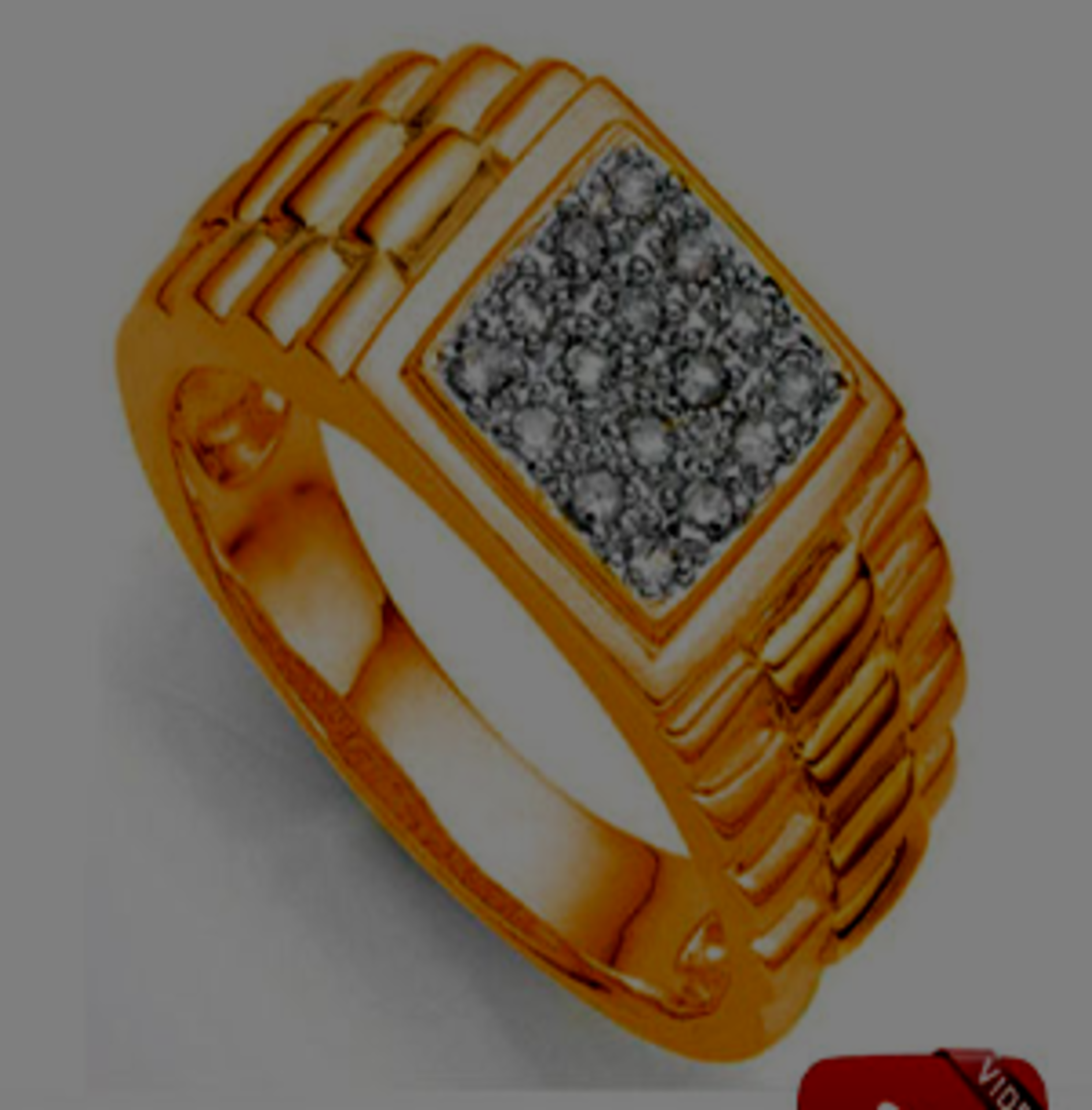 ELEGANT 0.093 CARAT TW (16 PCS) GENUINE DIAMOND 18K YELLOW GOLD OVER STERLING SILVER RING - Image 2 of 2