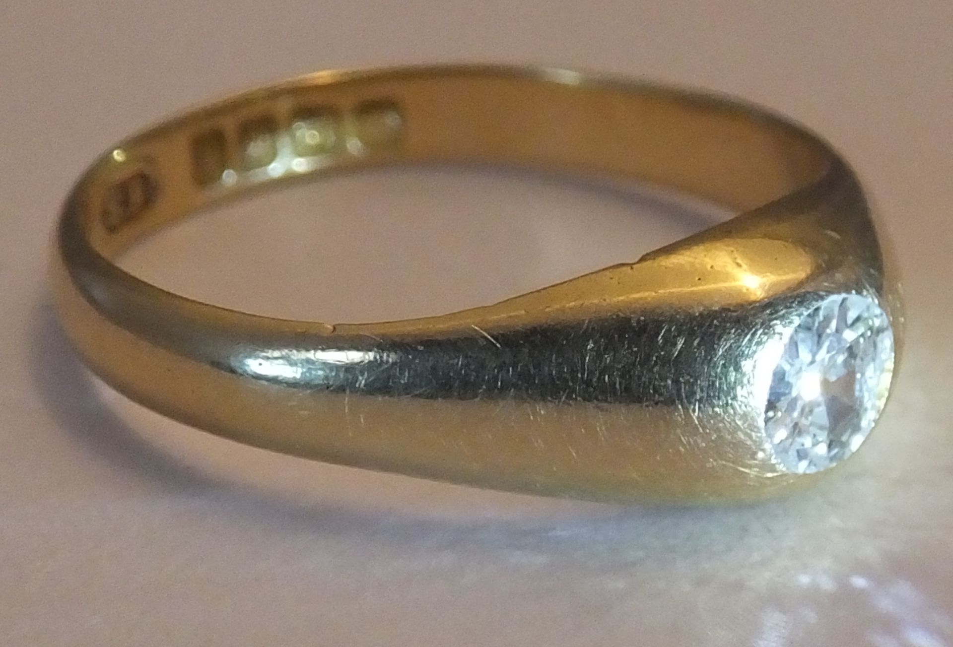 A gentleman's early 20th century 18ct gold diamond single-stone ring. - Image 2 of 3