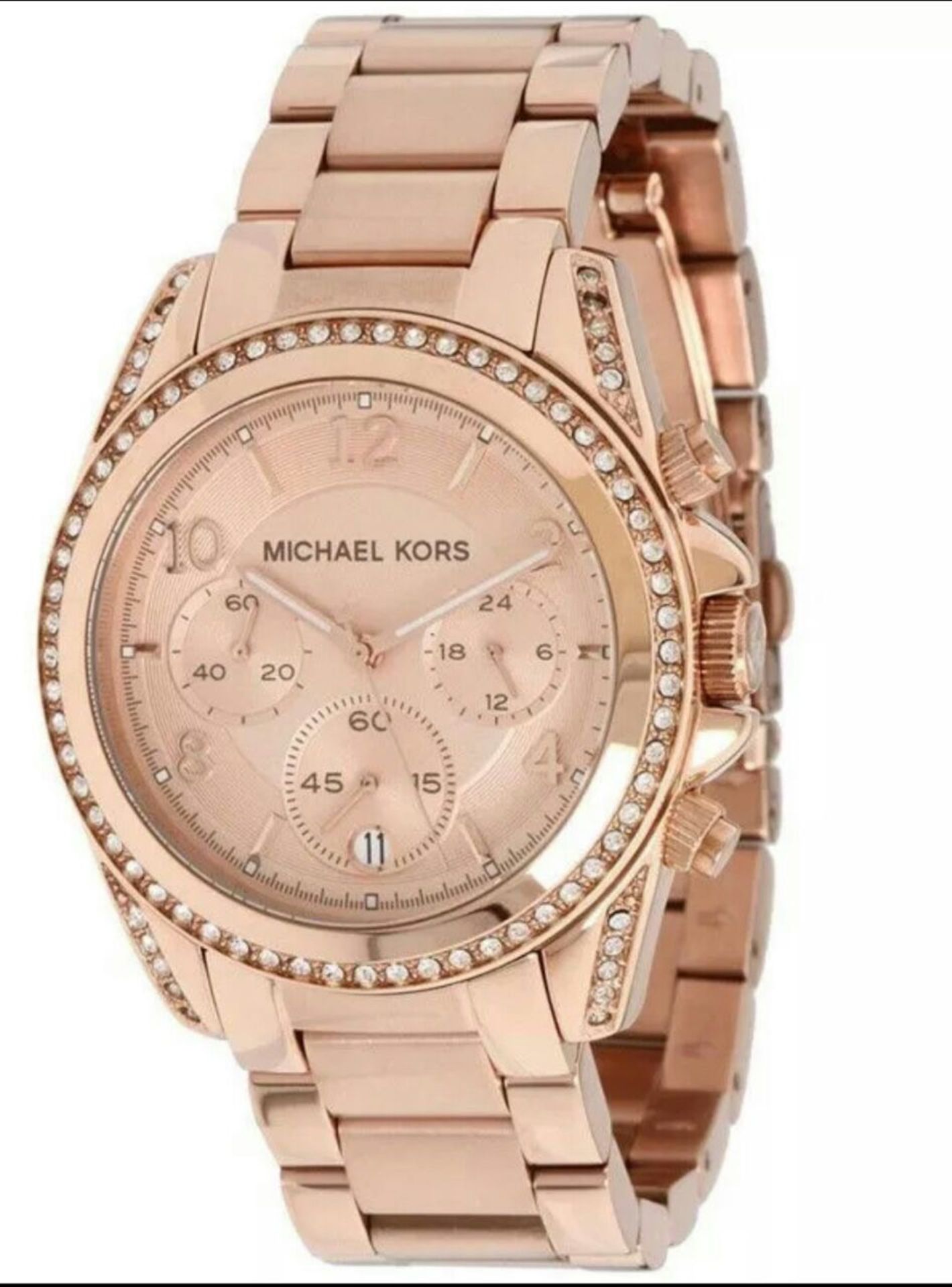 BBRAND NEW MICHAEL KORS MK5263, ROSE GOLD COLOURED LADIES CHRONOGRAPH WATCH - RRP £299, FREE P & P