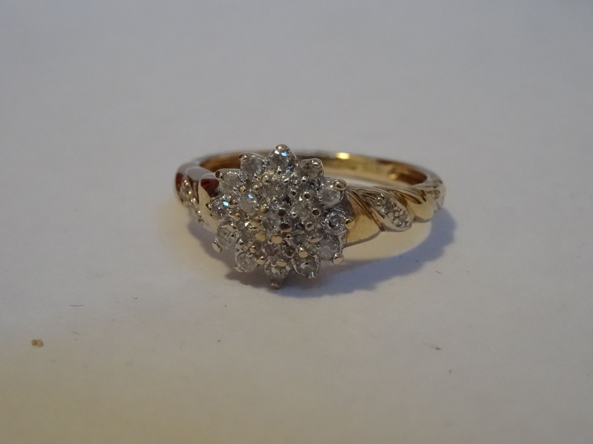 9 Carat Yellow Gold Diamond Cluster Ring.