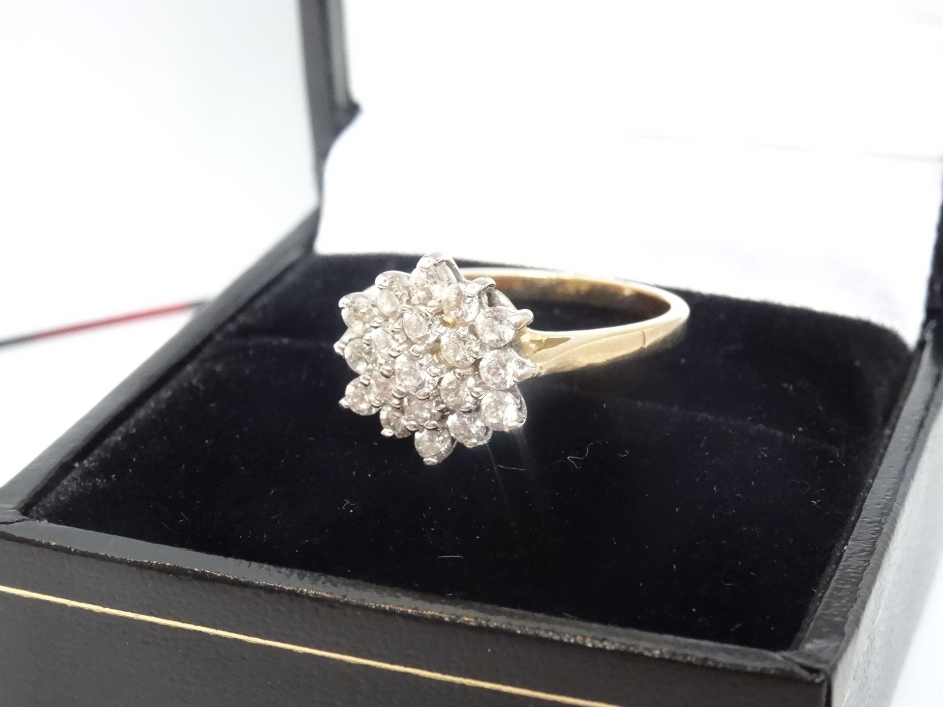 9 Carat Yellow & White Gold Clear Stone Cluster Ring - Image 3 of 4