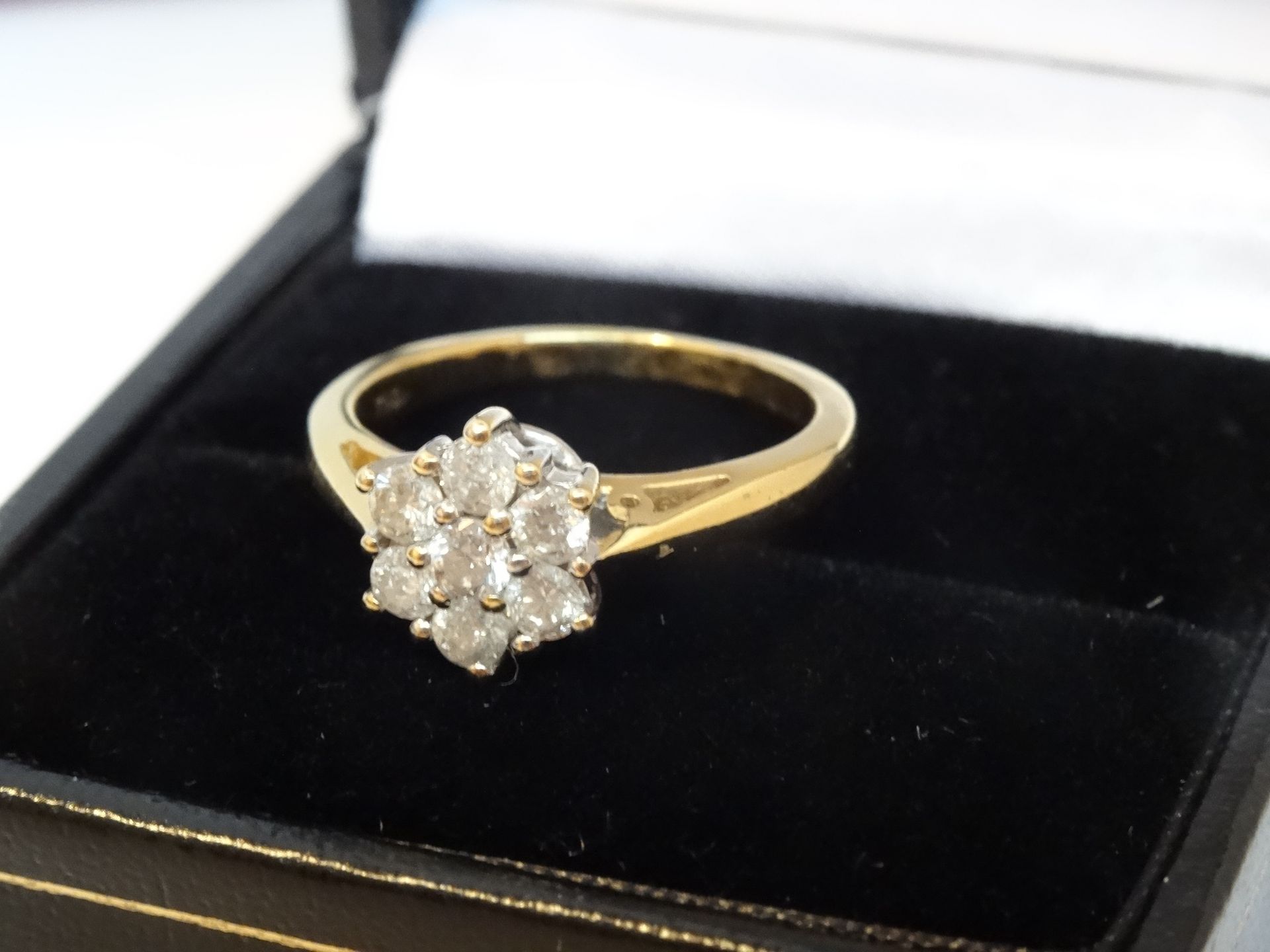 18 Carat Yellow & White Gold Ladies Diamond Cluster Ring Containing 0.5 Carats Diamonds.