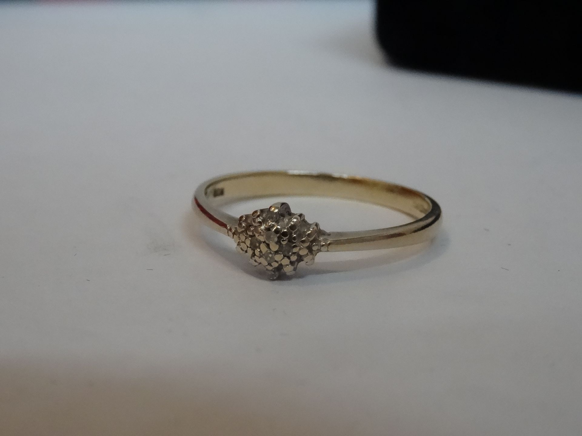 9 Carat Yellow Gold Diamond Cluster Ring. - Image 2 of 3