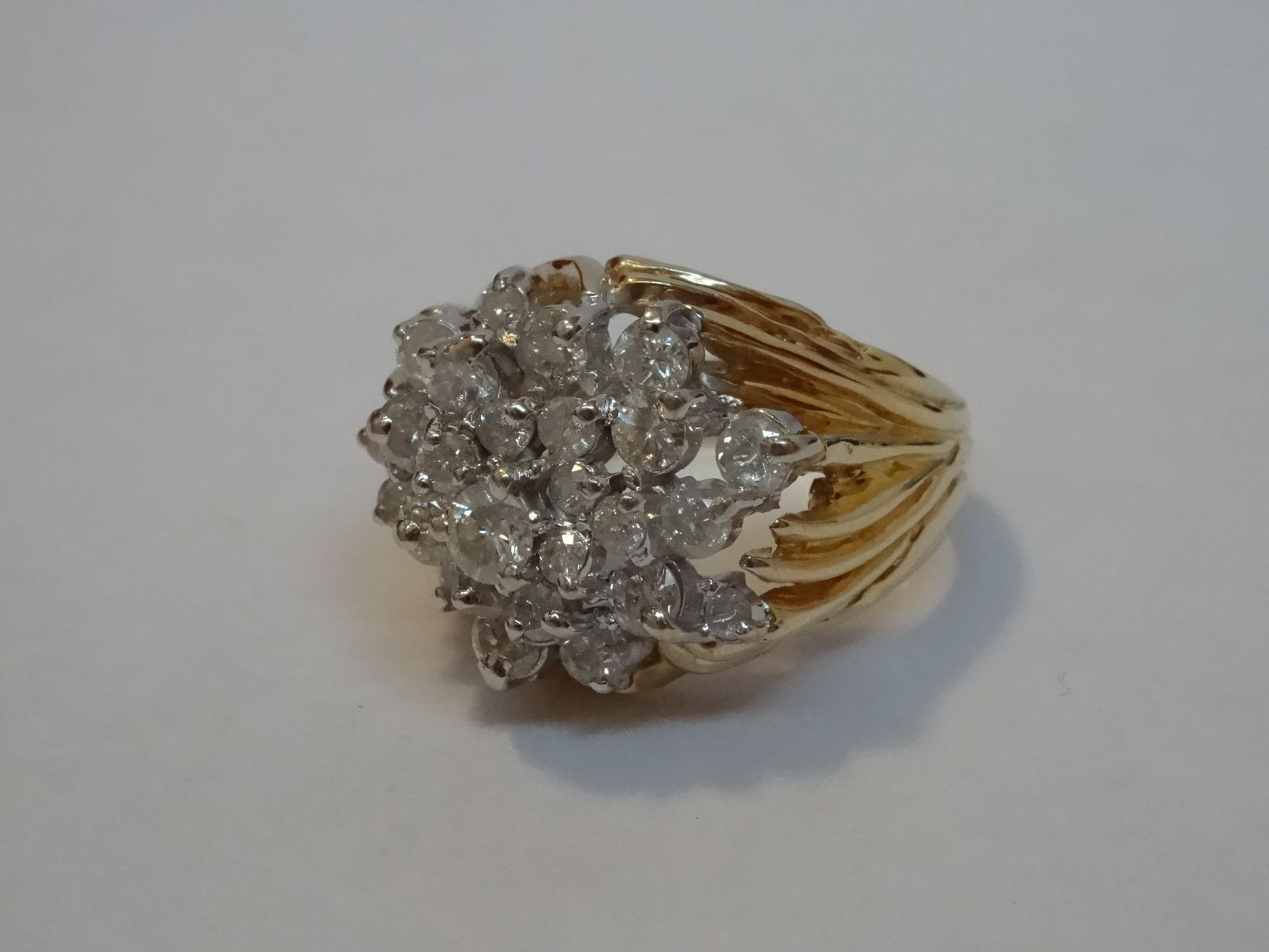 9 Carat Yellow & White Gold Diamond Cascade Ring. - Image 2 of 6
