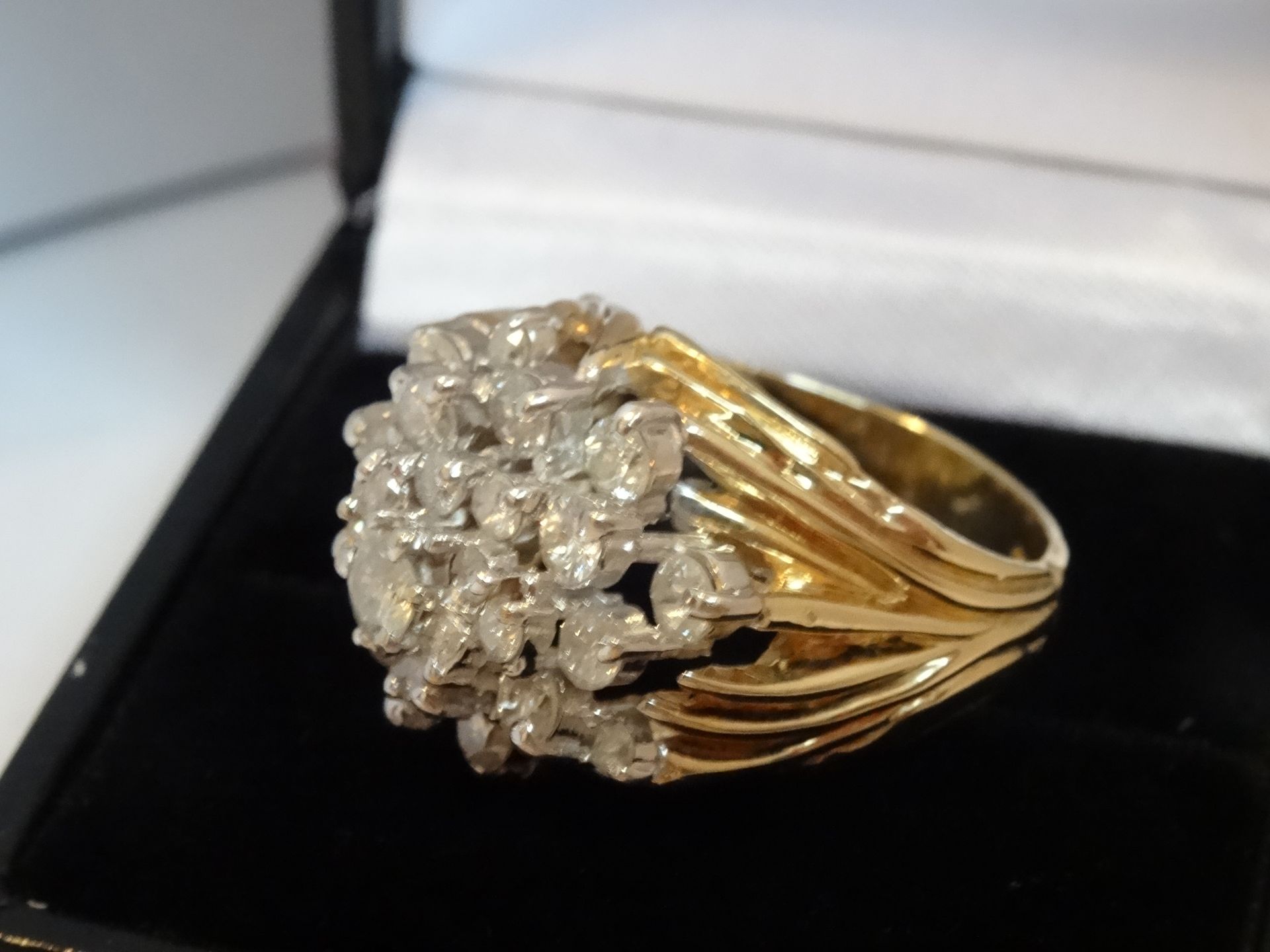 9 Carat Yellow & White Gold Diamond Cascade Ring.