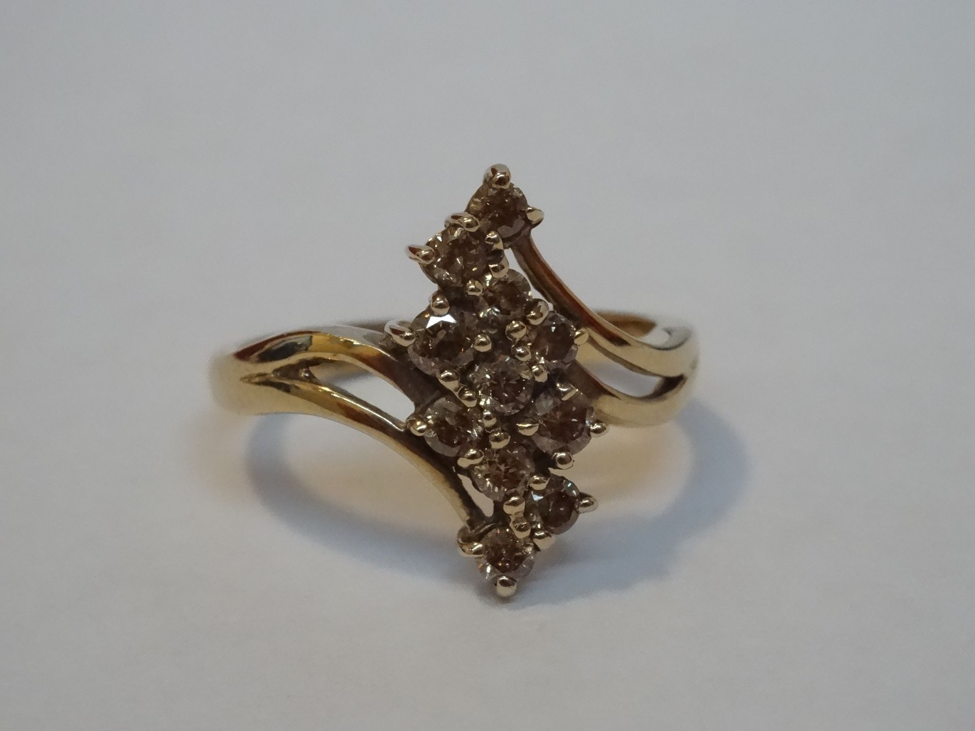 9 Carat Yellow Gold Cognac Coloured Diamond Ring.