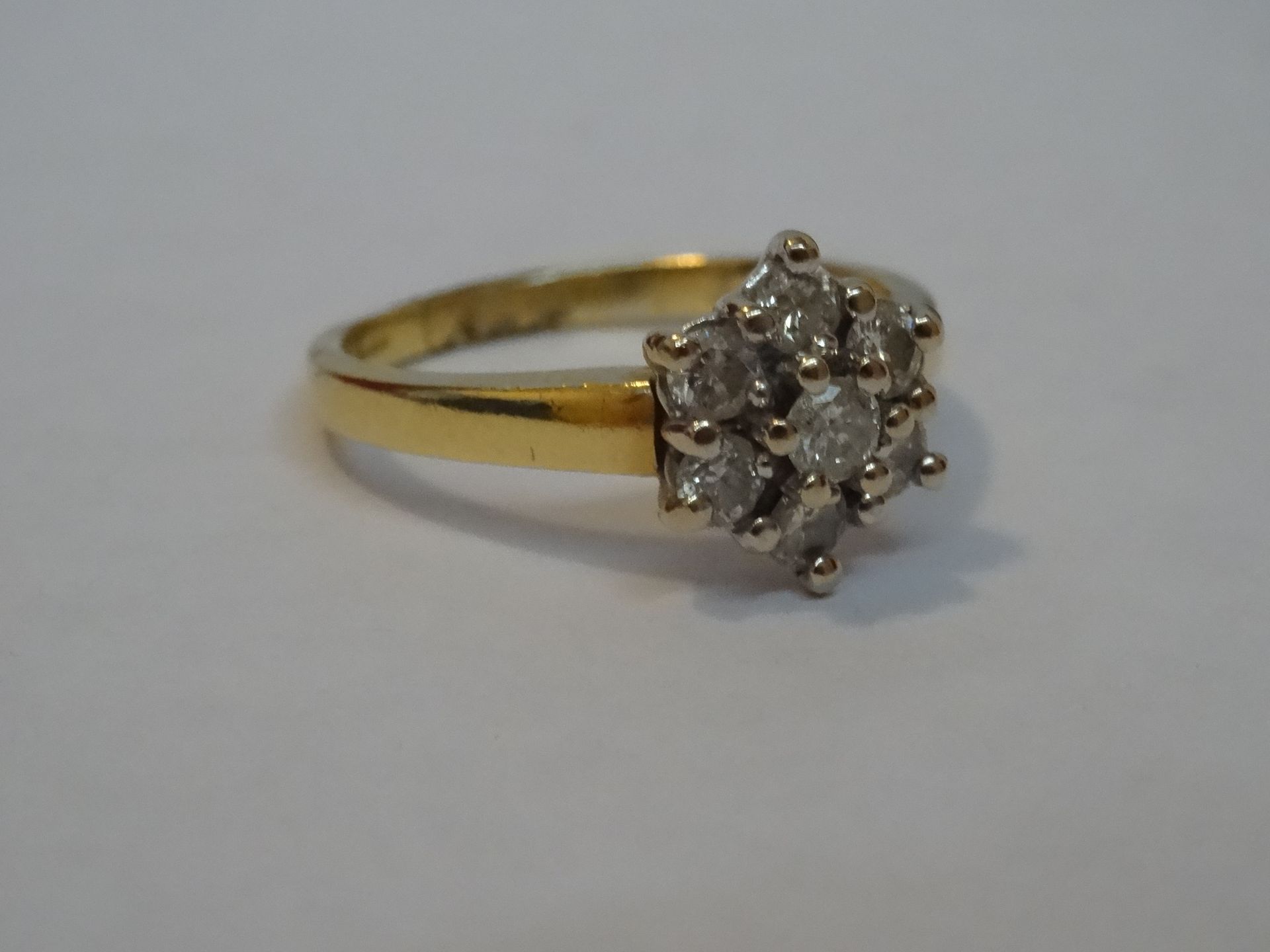 18 Carat Yellow & White Gold Diamond Cluster Ring.