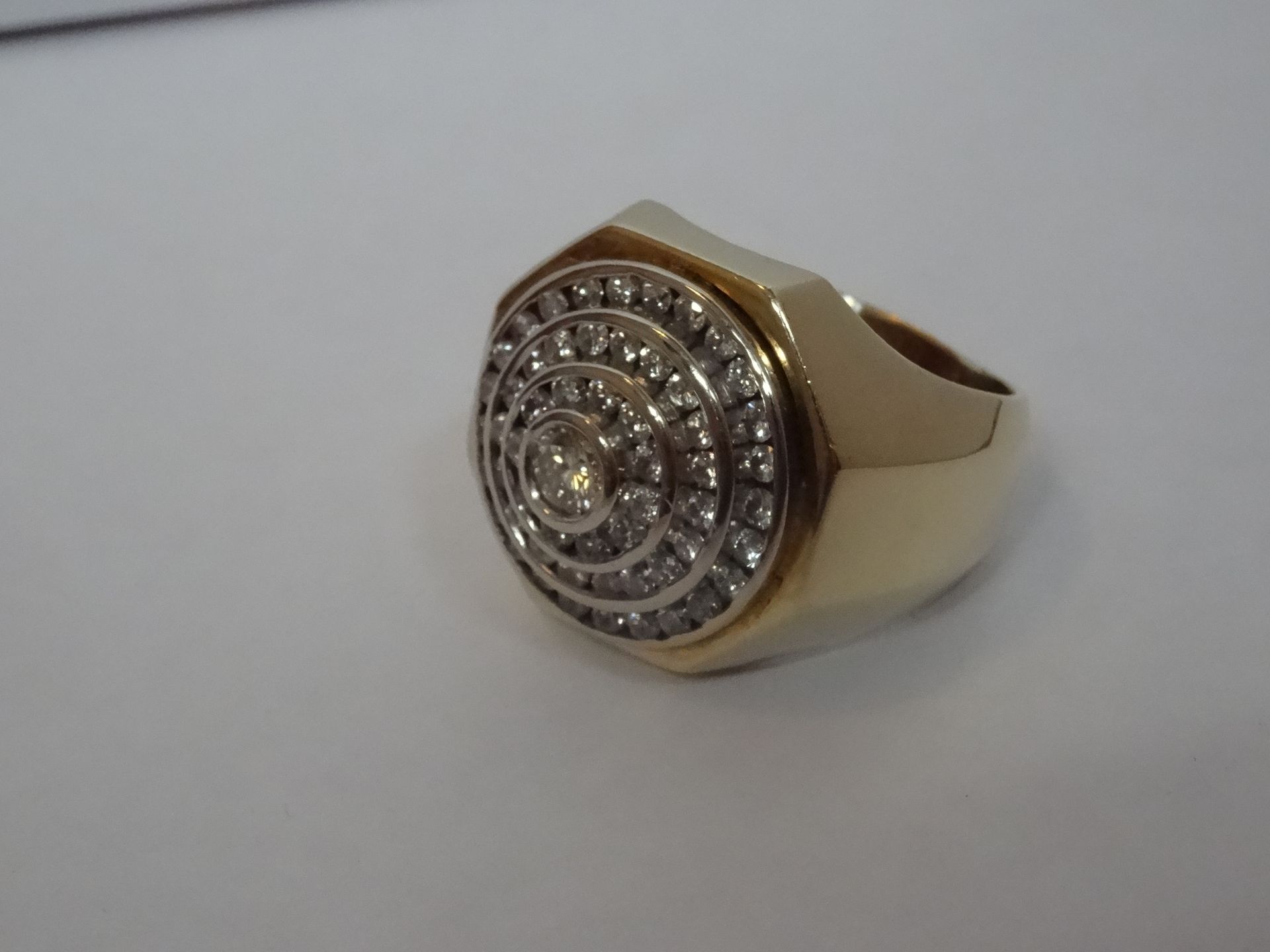 14 Carat Yellow Gold 2.00 Carat High Quality Diamond Chunky Gents Ring. - Image 7 of 9