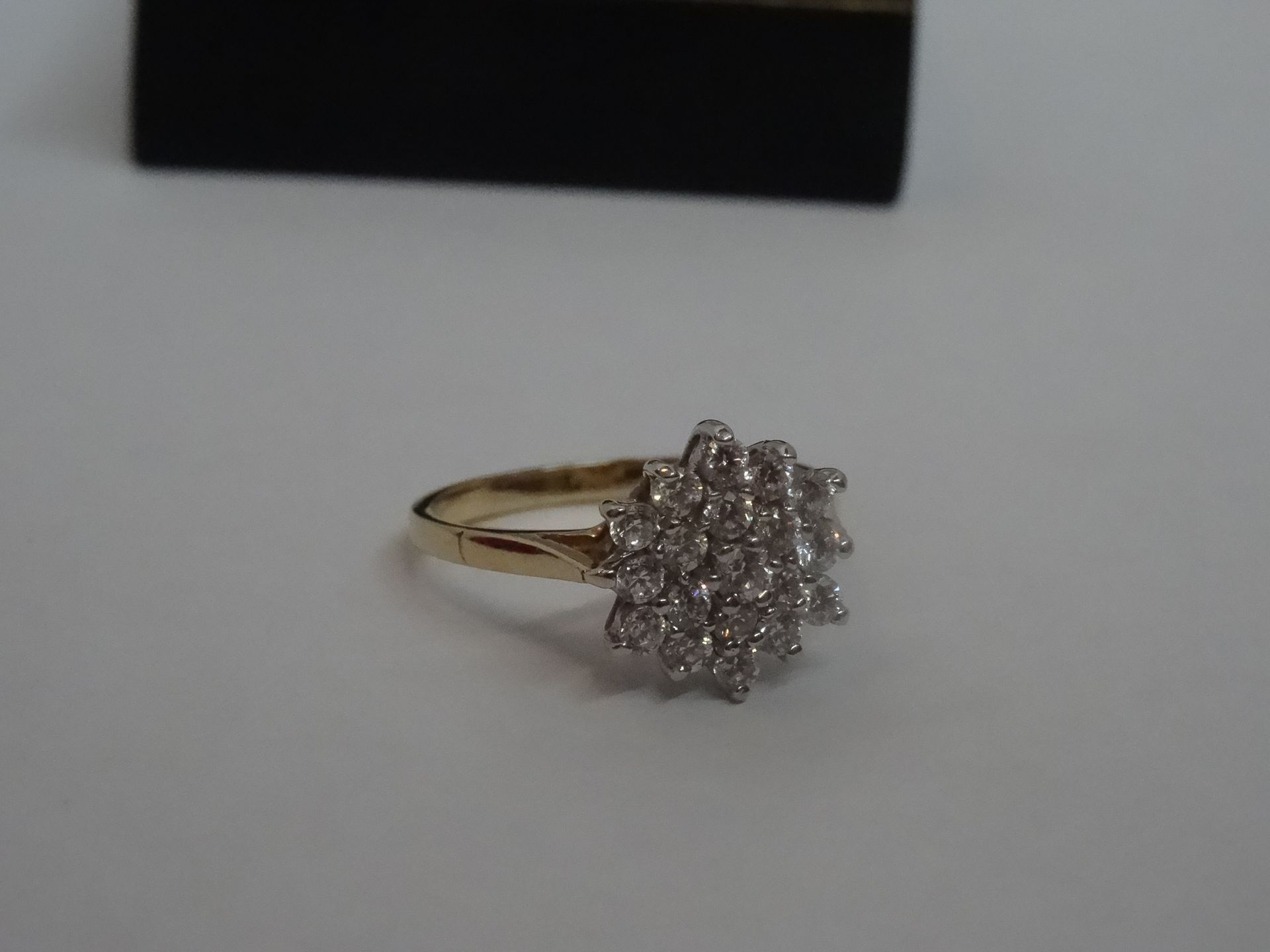 9 Carat Yellow & White Gold Clear Stone Cluster Ring