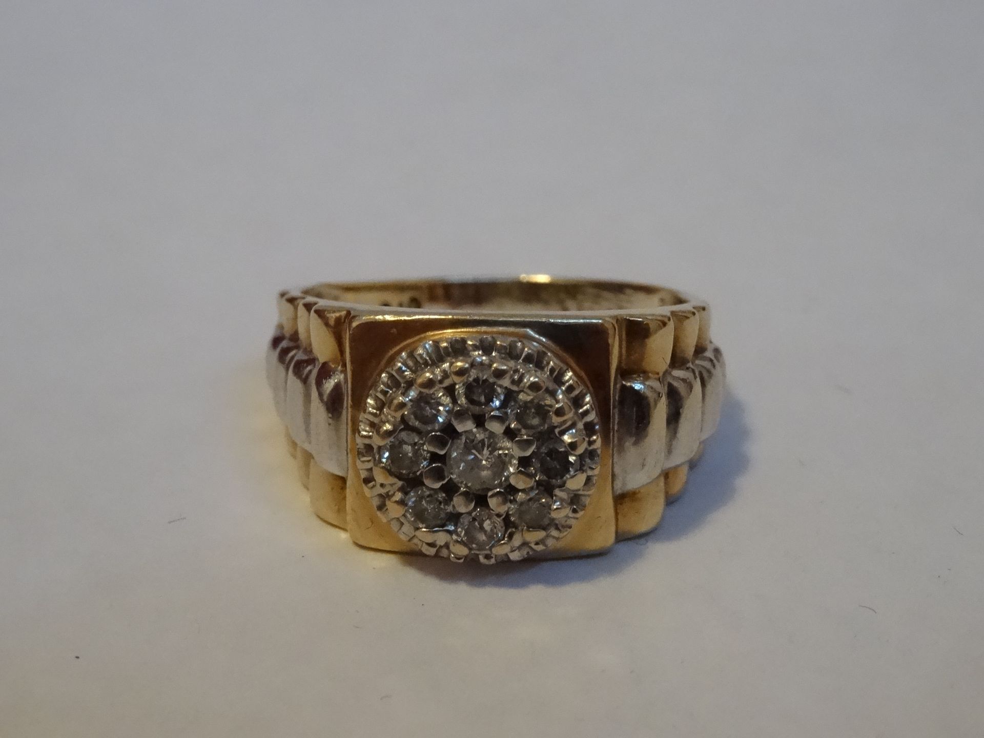 9 Carat Yellow & White Gold Gents Rolex Style Diamond Ring. - Image 2 of 4