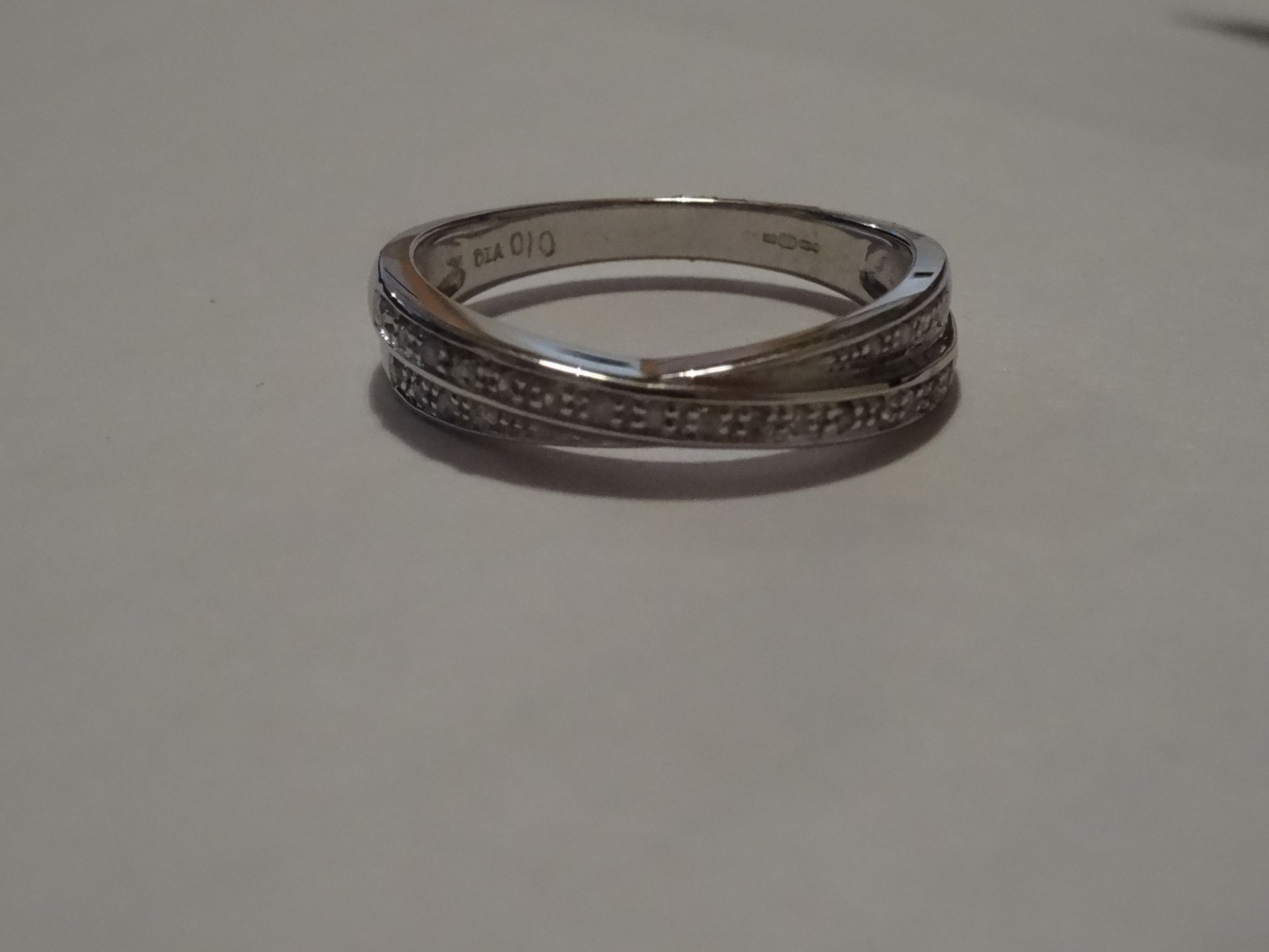 9 Carat White Gold Ladies Diamond Ring. Total Approx Weight 2.96 Grams.