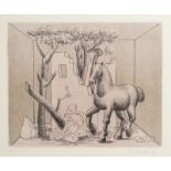 Albert, Hermann (geboren 1937), Pferd vor Ruine, Farblithographie, re. u. sign. u. dat.(19)90, li.