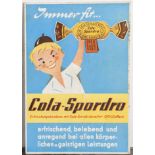Werbeaufsteller, Pappe, farbig bedruckt, wohl 1920/30er Jahre, "Immer fit - Cola Sporda,