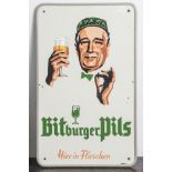 Werbetafel, "Bitburger Pils - Hier in Flaschen". Ca. 65 x 40 cm.Mindestpreis: 30 EUR