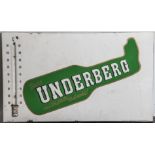 Emailschild "Underberg", Ferro Email, ca. 38 x 65 cm. Thermometerglas fehlt, 2-3 kl. Abpl.am Rand.