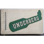 Emailschild "Underberg", bez. Eigentum der Underberg GmbH Rheinberg. Ca. 38 x 65 cm,Thermometer in