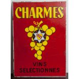 Emailschild "Charmes Vins Selectionnes", wohl 1950/60er Jahre, beidseitig emailliert.Franz.