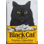 Emailschild, wohl Originalstück, England, "Black Cat Virginia Cigarettes", schweresMetallschild,