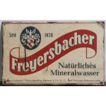 Blechschild, wohl 1950/60er Jahre, "Freyersbacher Natürliches Mineralwasser", Kimmig & CoK.-G.,