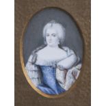 Miniaturgemälde, Porträt Maria Theresia, Österreich, wohl 19. Jahrh. Ca. 6 x 4 cm (hinterGlas