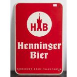 Werbeschild, "Henninger Bier", Frankfurt/M. Ca. 60 x 40 cm.Mindestpreis: 30 EUR