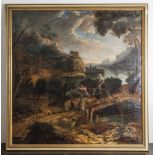 Unbekannter Meister (17./18. Jahrhundert), Oberitalienische Seenlandschaft, im Vordergrundein