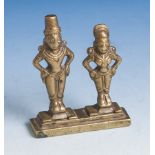 Miniaturfigurenpaar, Shiva und Parvati, Bronze, Nord-Indien, 19./ 20. Jahrhundert, ca. 8 x6,3 cm.