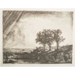 Harmenszoon van Rijn, Rembrandt (1606-1669), "Die Landschaft mit den drei Bäumen",Radierung,