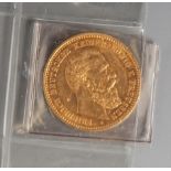 Eine Goldmünze, 10 Goldmark, 1888, Kaiser Friedrich, Prägeort A.Mindestpreis: 120 EUR