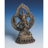Figur des Sadaksari Avalokiteshvara, Tibet, wohl 19. Jahrhundert, Bodhisattva aufLotossitz thronend;