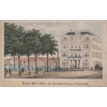 Zeichnung/Stich, "Hotel Belvedère am Jungfernstieg in Hamburg", Edvard Marsily, 19. Jahrh.Ca. 15 x