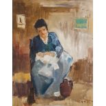 Peter, E. (20. Jahrhundert), Mutter mit Säugling, Öl/Lw., re. u. sign., ca. 50 x 40 cm,PP,