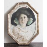 Edelhoff, Hugo Alfred (geboren 1884), Art-Déco-Brustporträt einer Frau mit schwarzenHaaren und