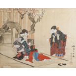 Seidenmalerei, Japan, wohl 18. Jahrhundert, Tusche, Aquarell und Gouache auf Seide,Darstellung einer