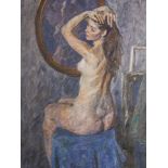 Russischer Monogrammist A. P. (20. Jahrhundert), Vor einem Spiegel sitzender weiblicherAkt, die