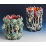Jung, Anni (geb. 1938/Warschau), zwei farbige Keramikobjekte m. afrikan. Frauendarst,Unterseite