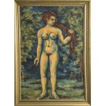 Marcel Chartes L. Salinas, Gemälde Öl auf Holzplatte, "Nackte, sich die Haare Kämende",sign., dat.