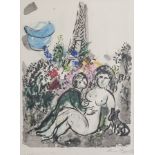 Chagall, Marc (1887-1985, "Les amants de la Tour Eiffel" (li. u. mit Bleistift bez.),Farblithografie