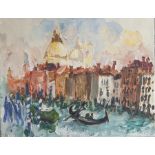 Kruck, Christian (1925-1985), Gondel vor Venedig, im Hintergrund Santa Maria della Salute,Öl/Lw, re.