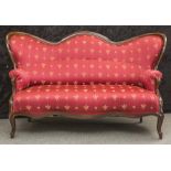 Sofa, Louis Phillipe, um 1860/70, rundum elegant geschwungener Dreisitzer, Polsterung u.Bezug wohl