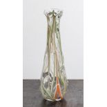 Bodenvase, wohl Murano, 1950/60er Jahre, farbloses, dickwandiges Glas, mitFadeneinschmelzungen in