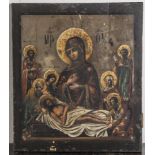 Ikone, Russland, wohl 18. Jahrh., Tempera/Holz, Auferstehungsszene. Ca. 57 x 49,5 cm.Mindestpreis: