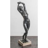 Wolfers, Philippe (1858-1929), stehender, nackter weibl. Akt (Tänzerin), Bronzefigur, aufSockel